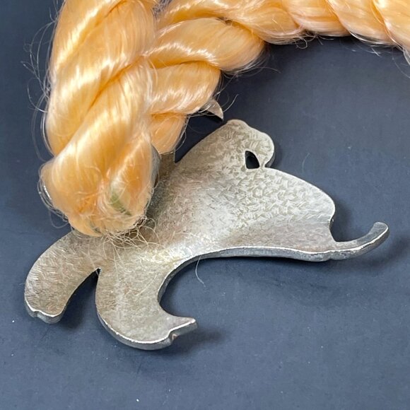 VTG Orange Purple Metal Enamel Tiger Lily Flower Pendant Twisted Cord Necklace - Picture 4 of 10